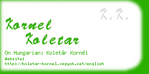 kornel koletar business card