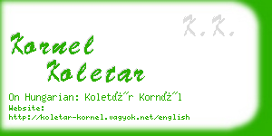 kornel koletar business card